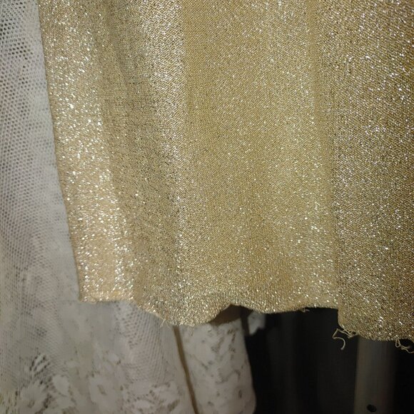 Vintage Dress 1950s Handmaid Gold Lurex Shimmer Party  Small Medium - Picture 3 of 16